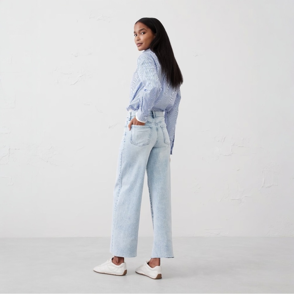 NWT Banana Republic WIDE-LEG HIGH-RISE JEAN with Raw Hem - Picture 3 of 6